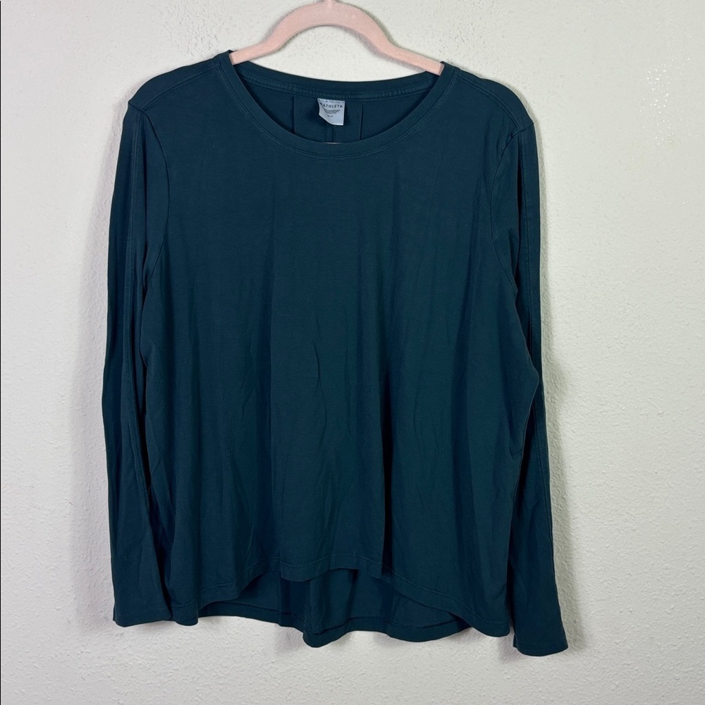 Athleta Black Long Sleeve Crew Neck Workout Tee Shirt Top size Medium‎ Petite